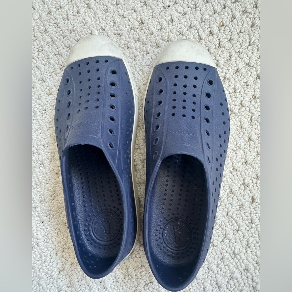 Kids Unisex Native Jefferson Navy Perforated Slip-On Shoes